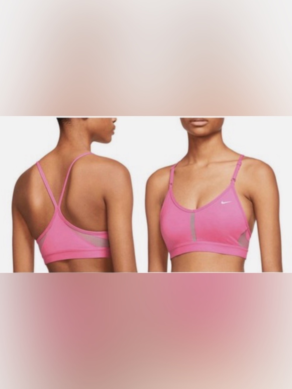 Nike Indy Training Dri-FIT Light support V Neck Sports bra Pink Size XL